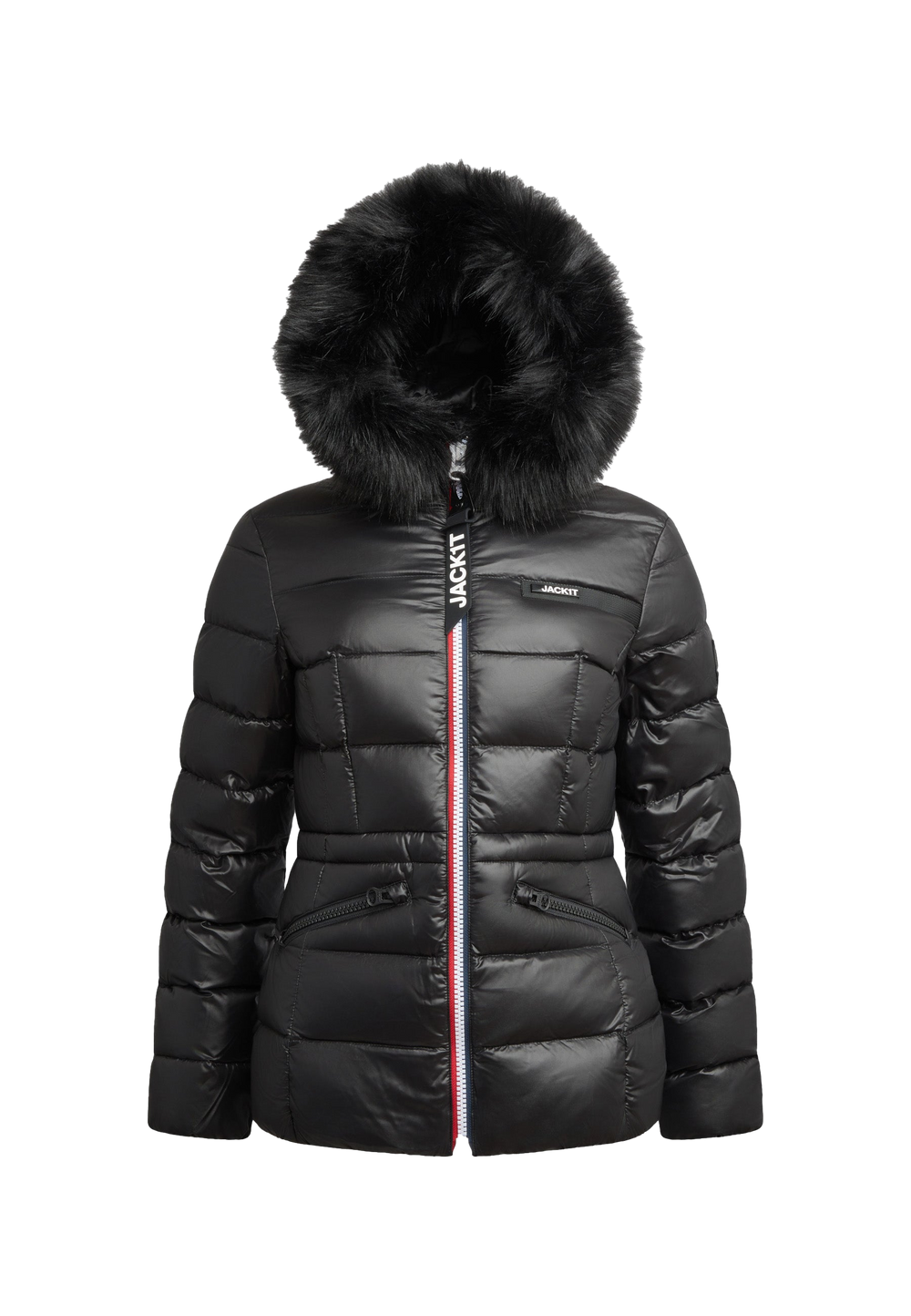 R4D Tricolore Racer Puffer Jacket Lux with Fur Hood flat lay swatch