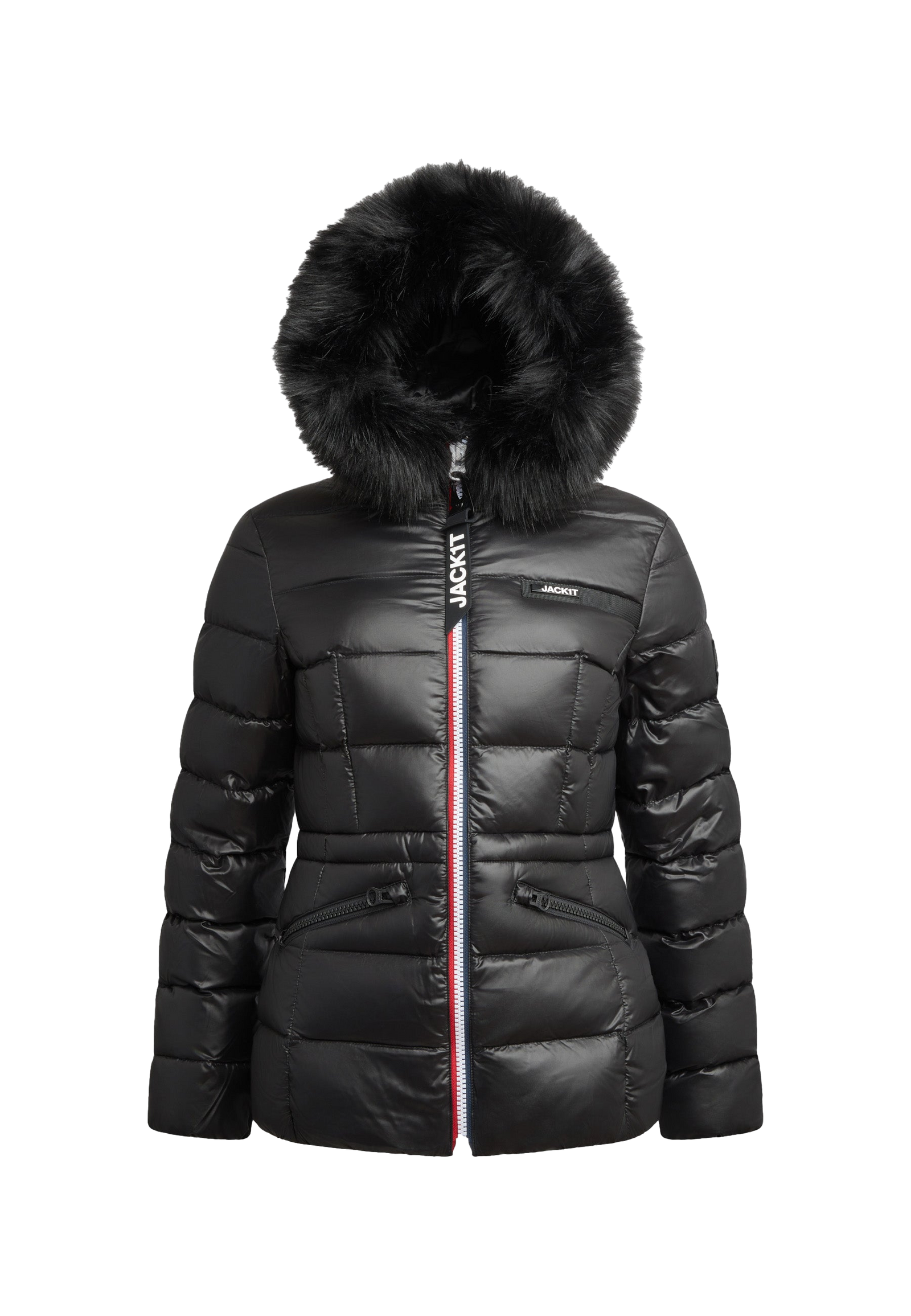 R4D Tricolore Racer Puffer Jacket Lux with Fur Hood flat lay swatch