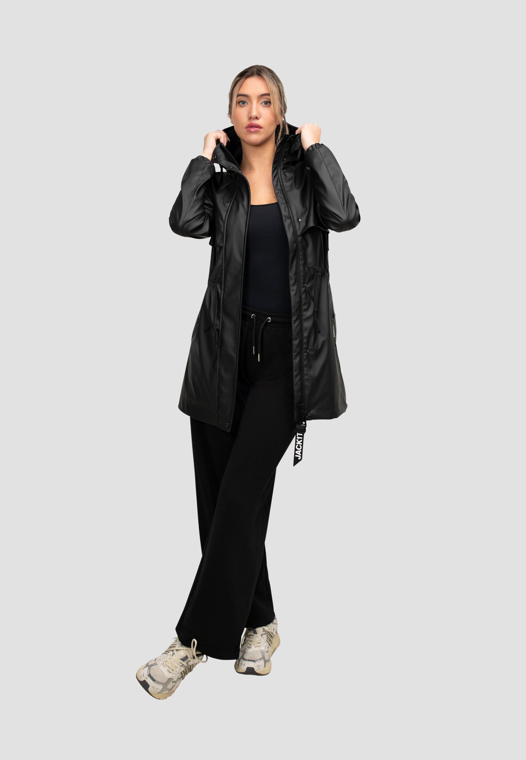 women's black raincoat - Aurora Raincoat with Cape – JACK1T