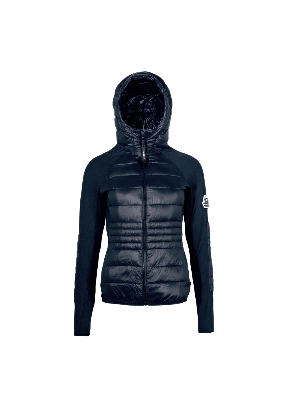 Calypso Hybrid Hooded Jacket Navy flat lay swatch
