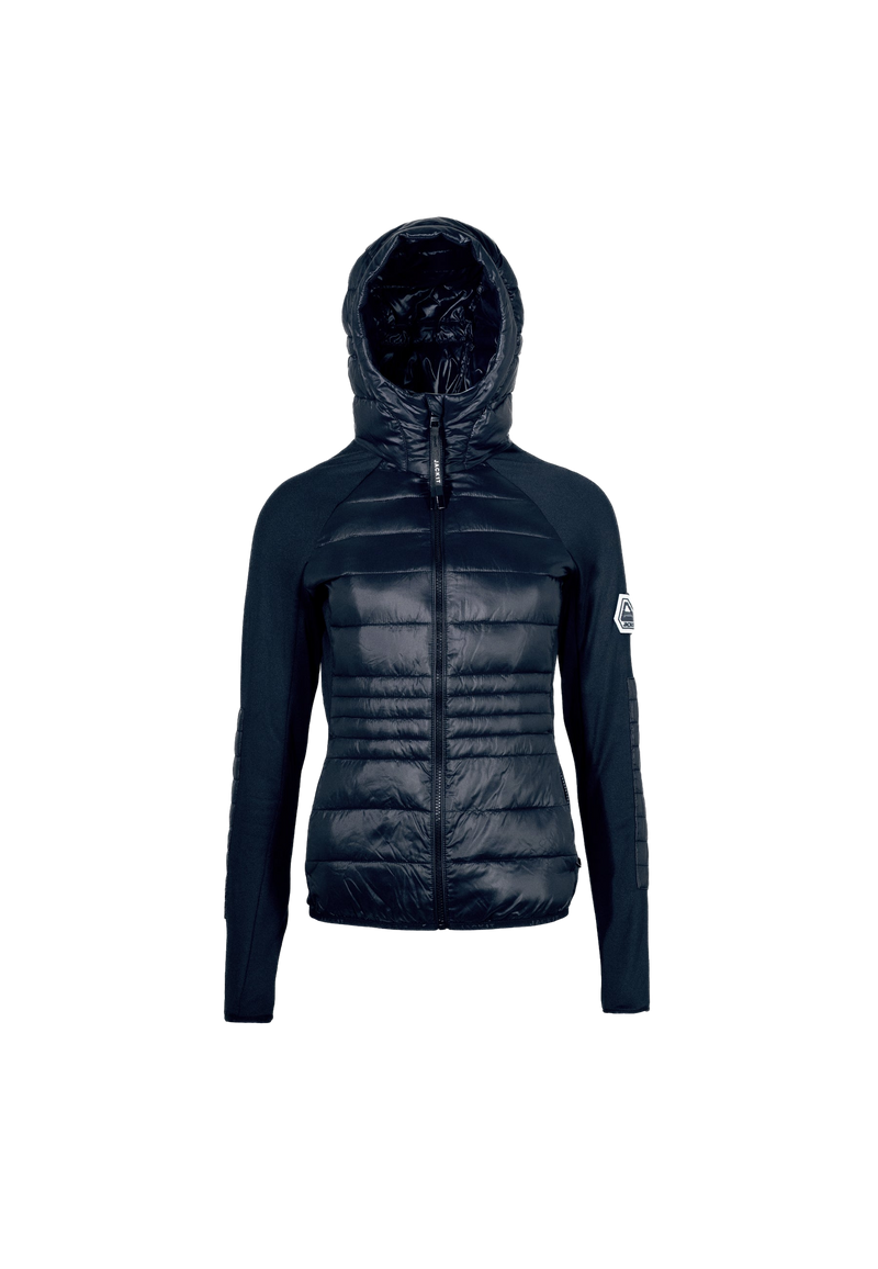 Calypso Hybrid Hooded Jacket Navy flat lay swatch