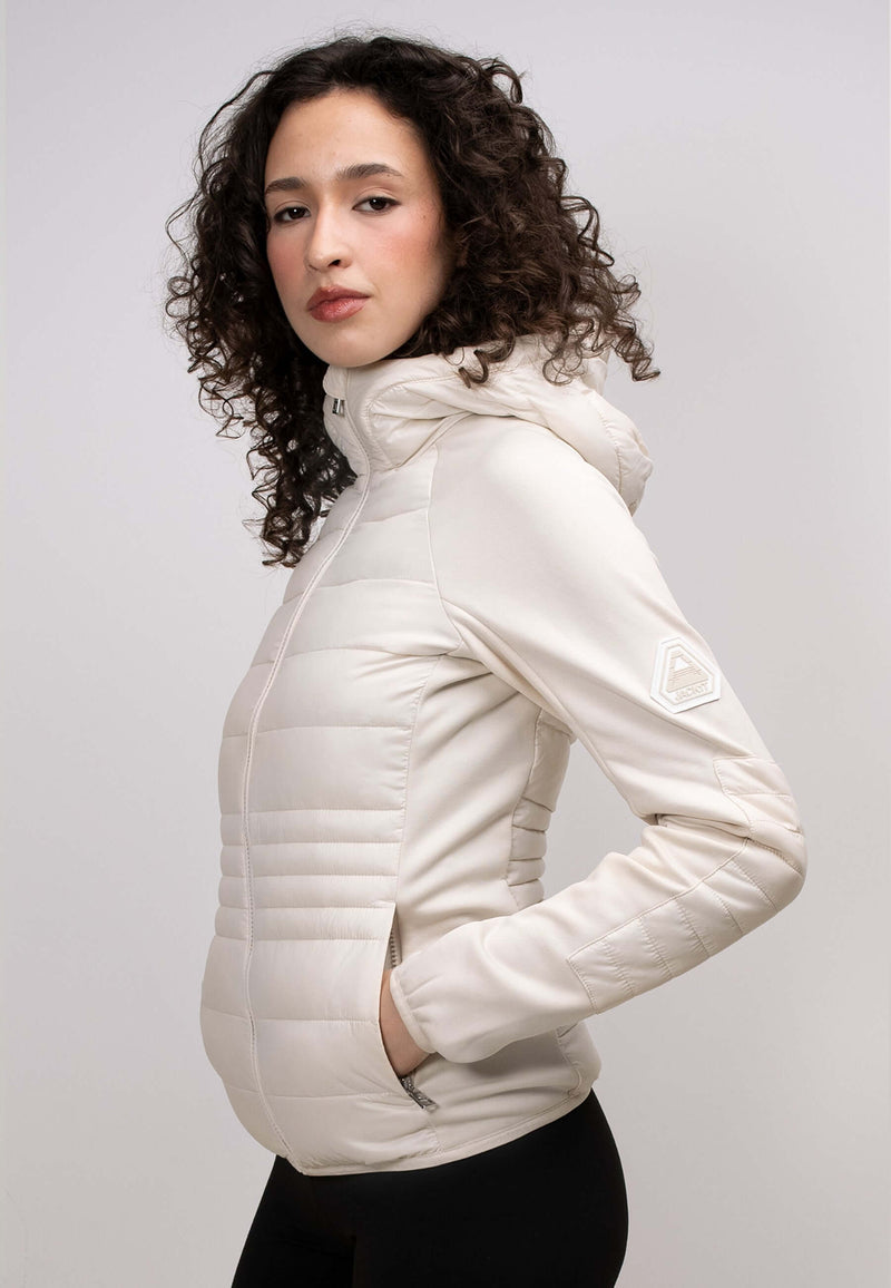 women's cream hooded jacket - Calypso Hybrid Hooded Jacket – JACK1T