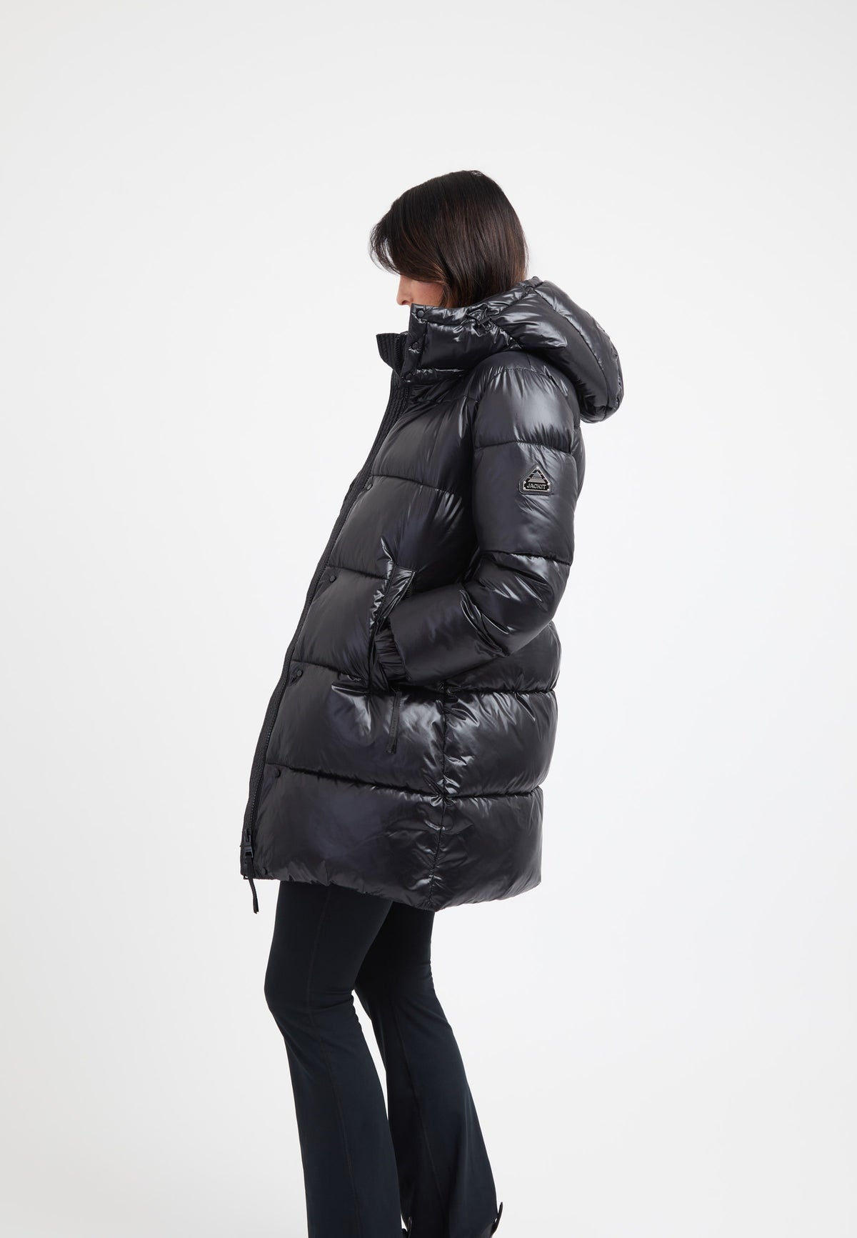 EZ Colonia Coat Black on model back view by JACK1T