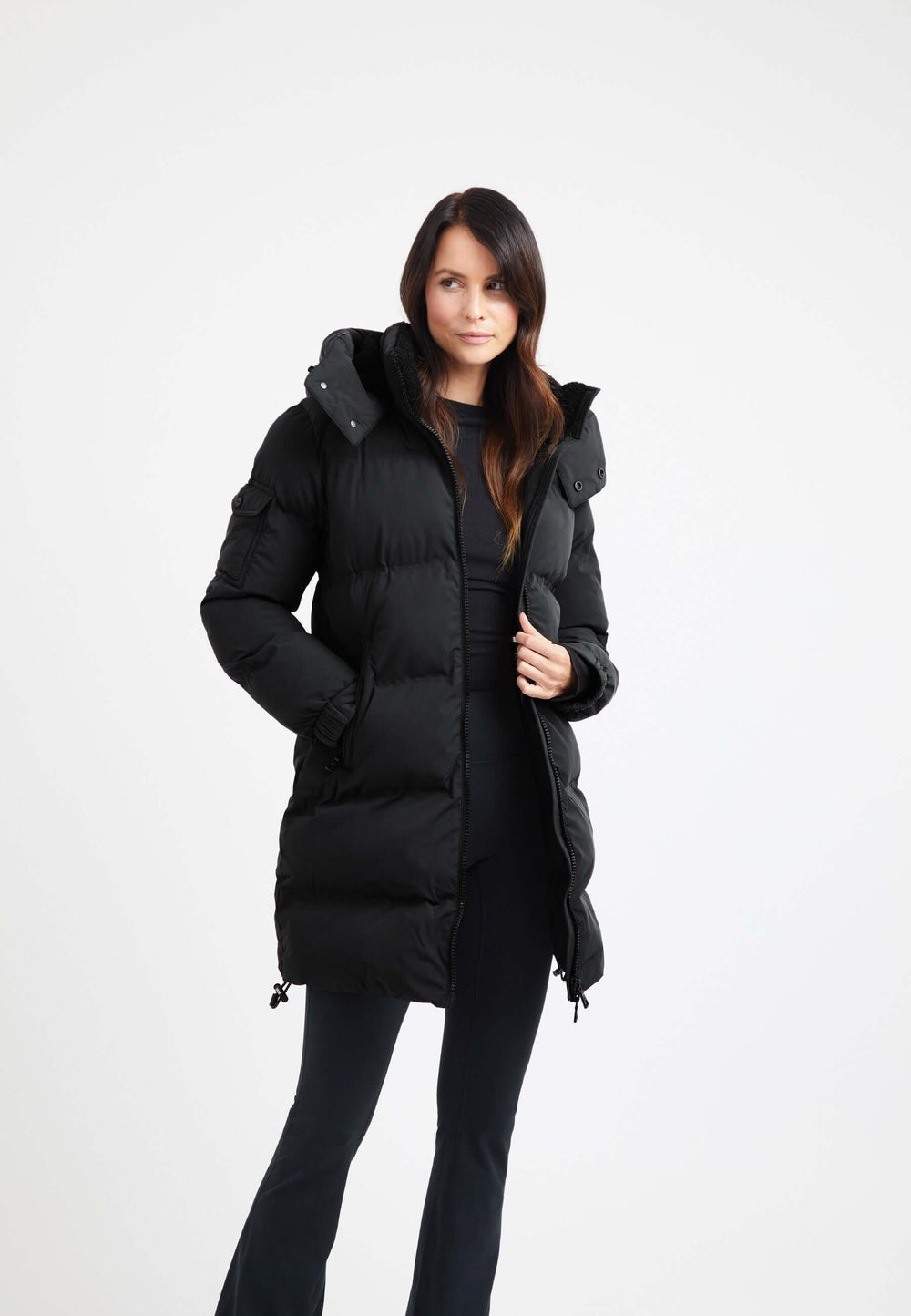 EZ Bonded Coat Black on model front view by JACK1T