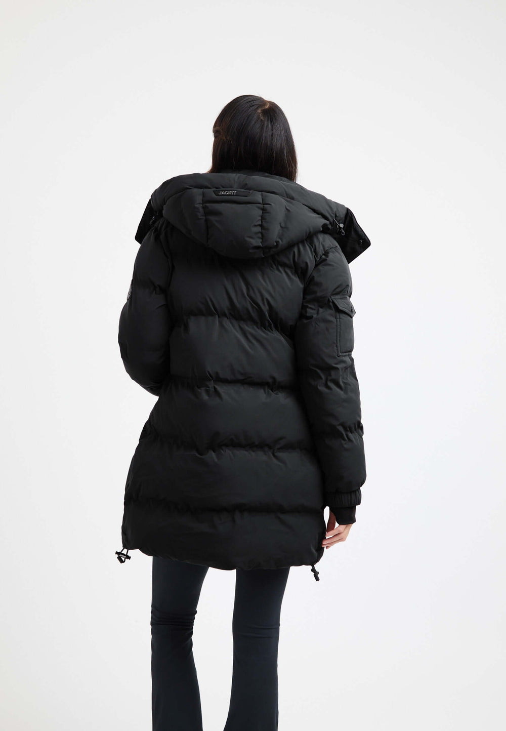 EZ Bonded Coat Black on model full length by JACK1T
