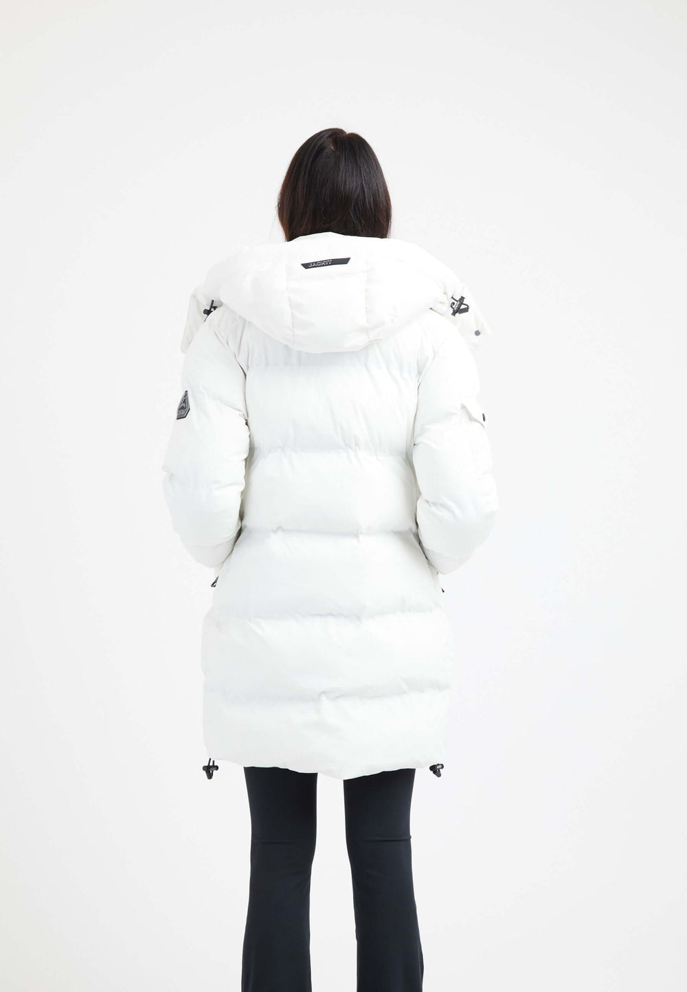 EZ Bonded Coat White on model full length by JACK1T