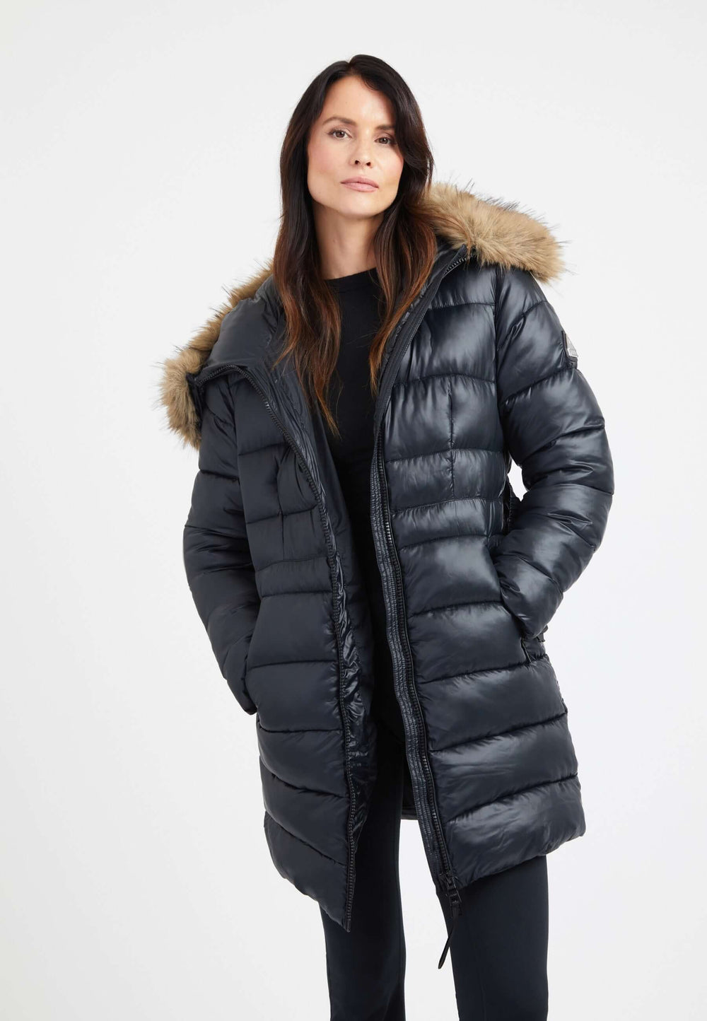 Madero Coat Black on model front view by JACK1T