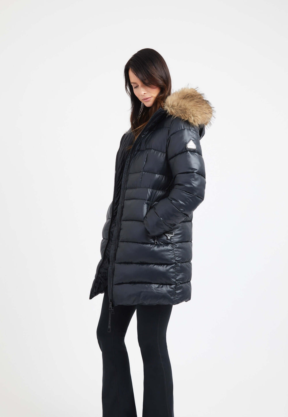 Madero Coat Black on model back view by JACK1T