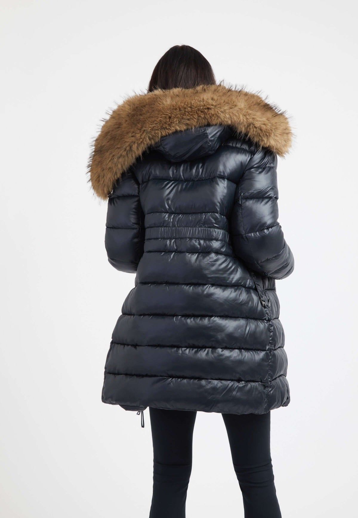 Madero Coat Black on model full length by JACK1T
