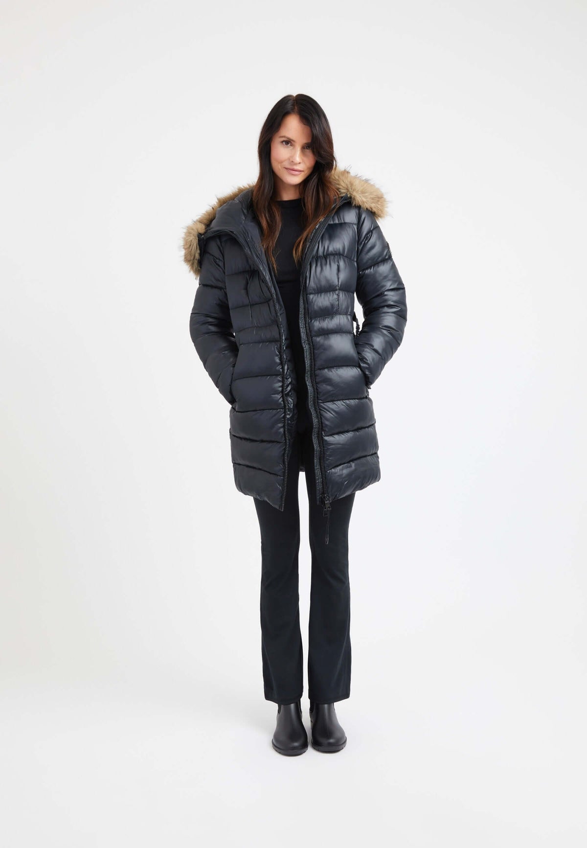 Madero Coat Black on model detail by JACK1T