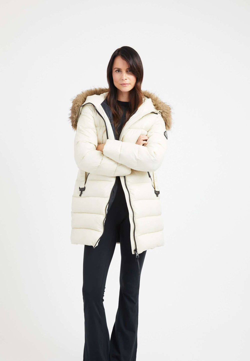 Madero Coat Cream on model front view by JACK1T