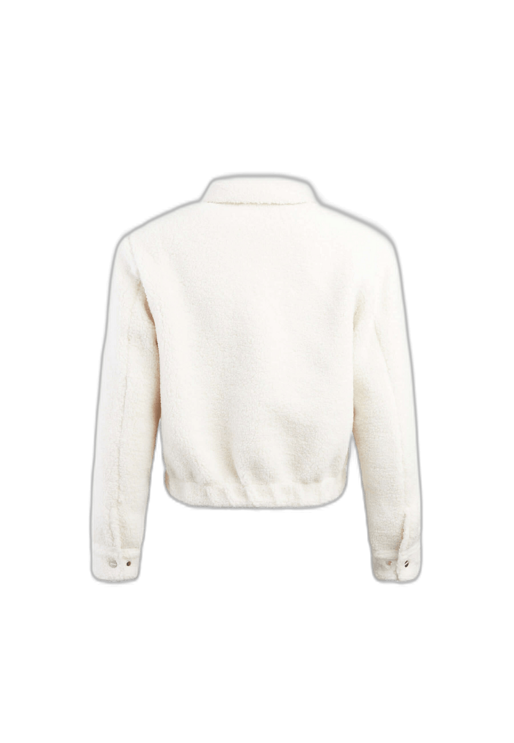 Cropped Sherpa Shirt Jacket Almond Milk flat lay back cutout