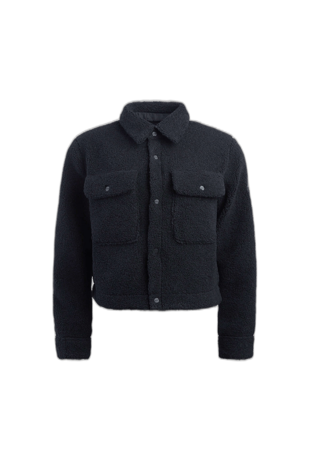 Cropped Sherpa Shirt Jacket Black flat lay swatch
