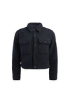 Cropped Sherpa Shirt Jacket Black