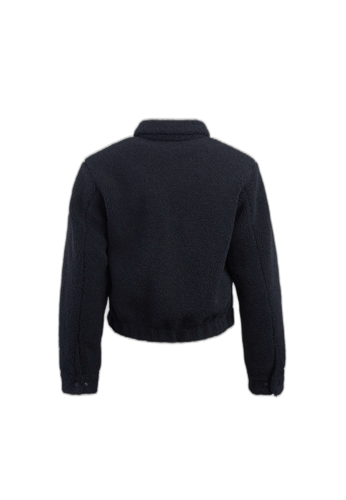 Cropped Sherpa Shirt Jacket Black flat lay back cutout