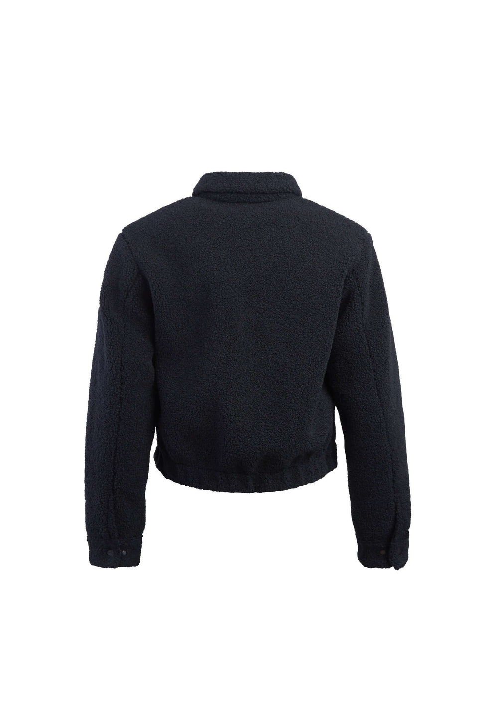 Cropped Sherpa Shirt Jacket Black flat lay swatch