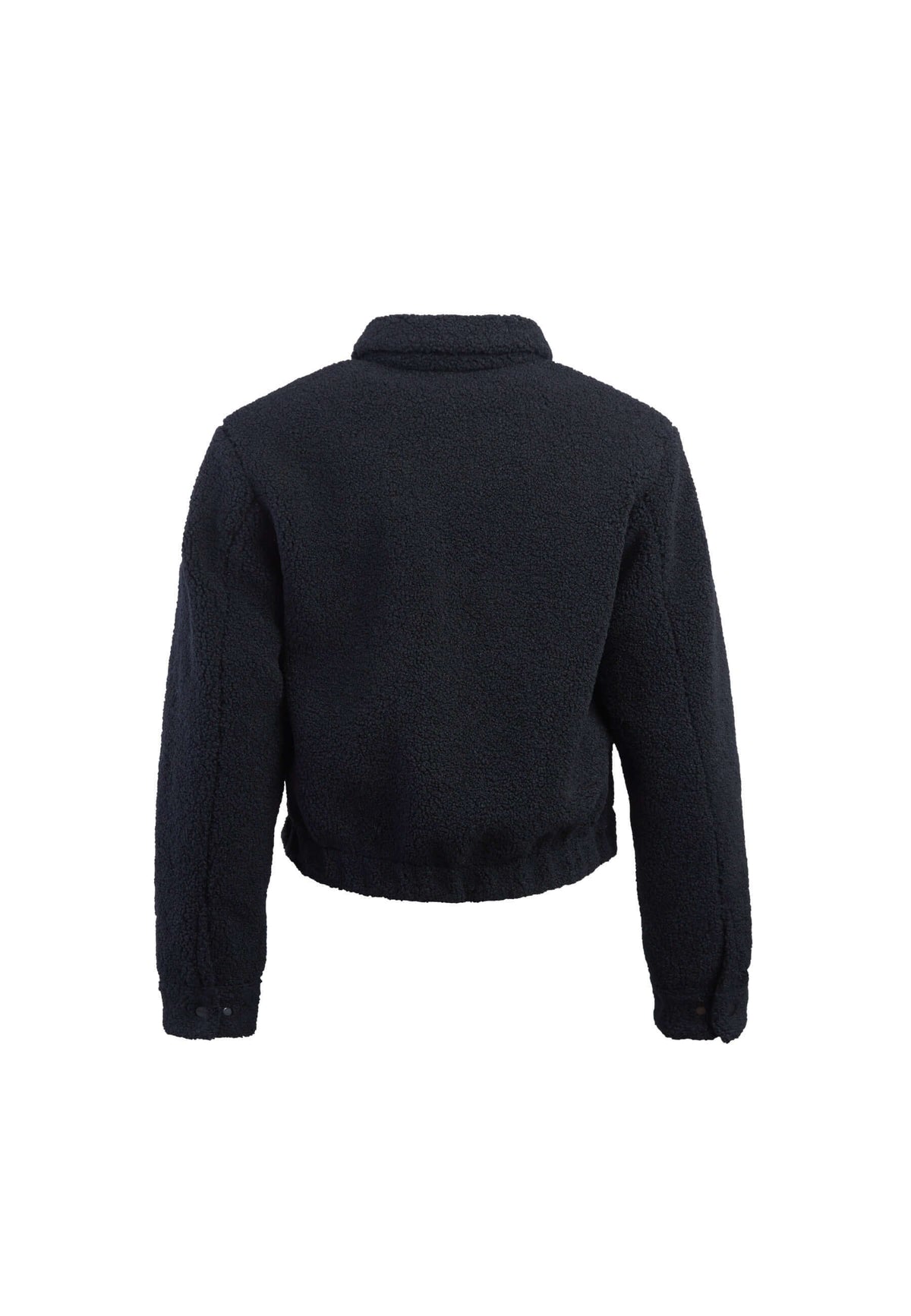 Cropped Sherpa Shirt Jacket Black flat lay swatch