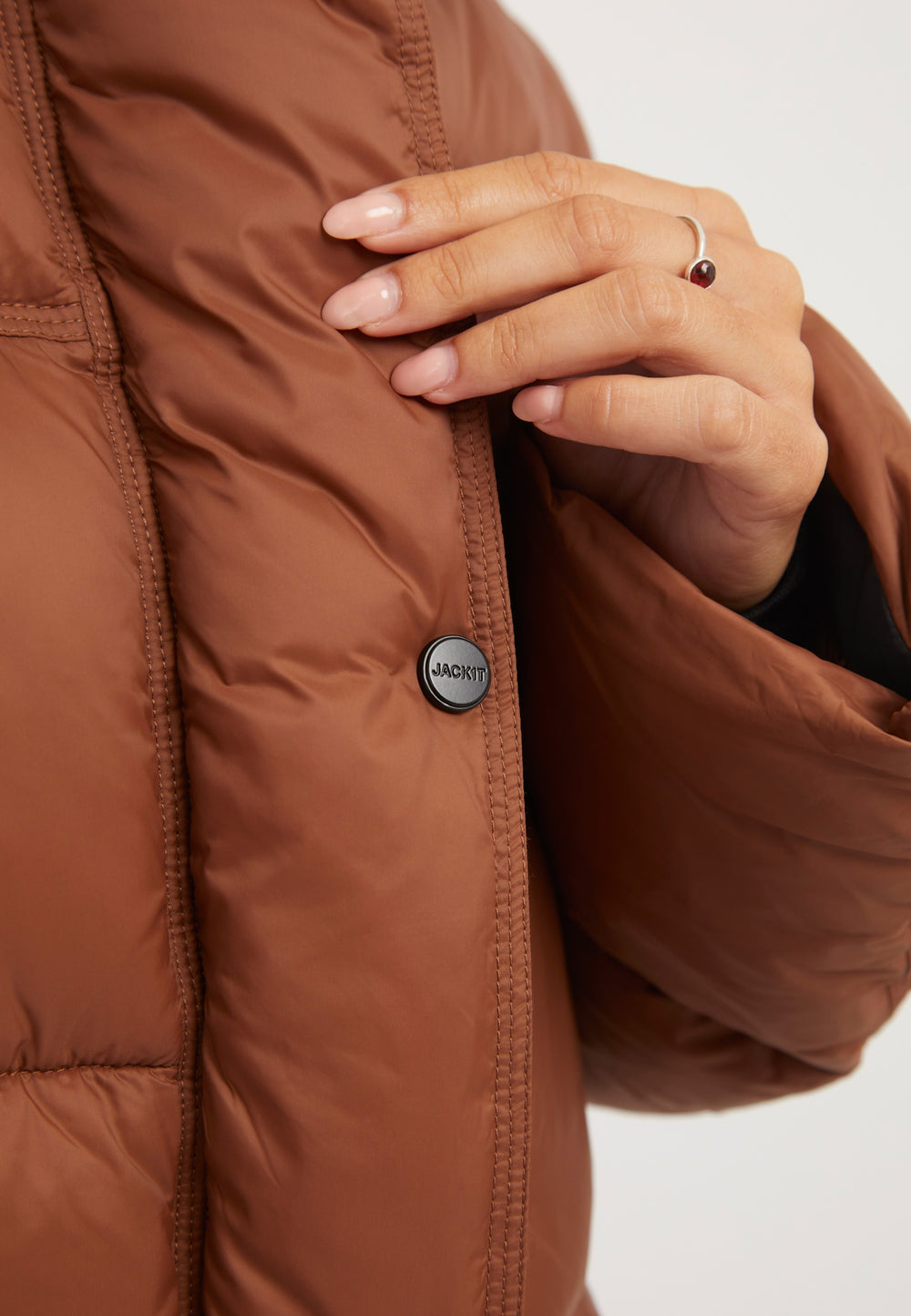 Cloud Boss ONELOFT Puffer Jacket Mocha detail shot by JACK1T