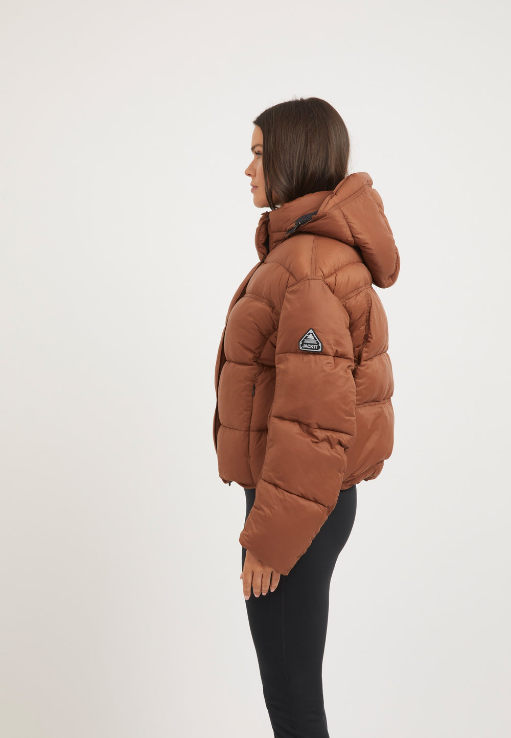 Cloud Boss ONELOFT Puffer Jacket Mocha on model back view by JACK1T