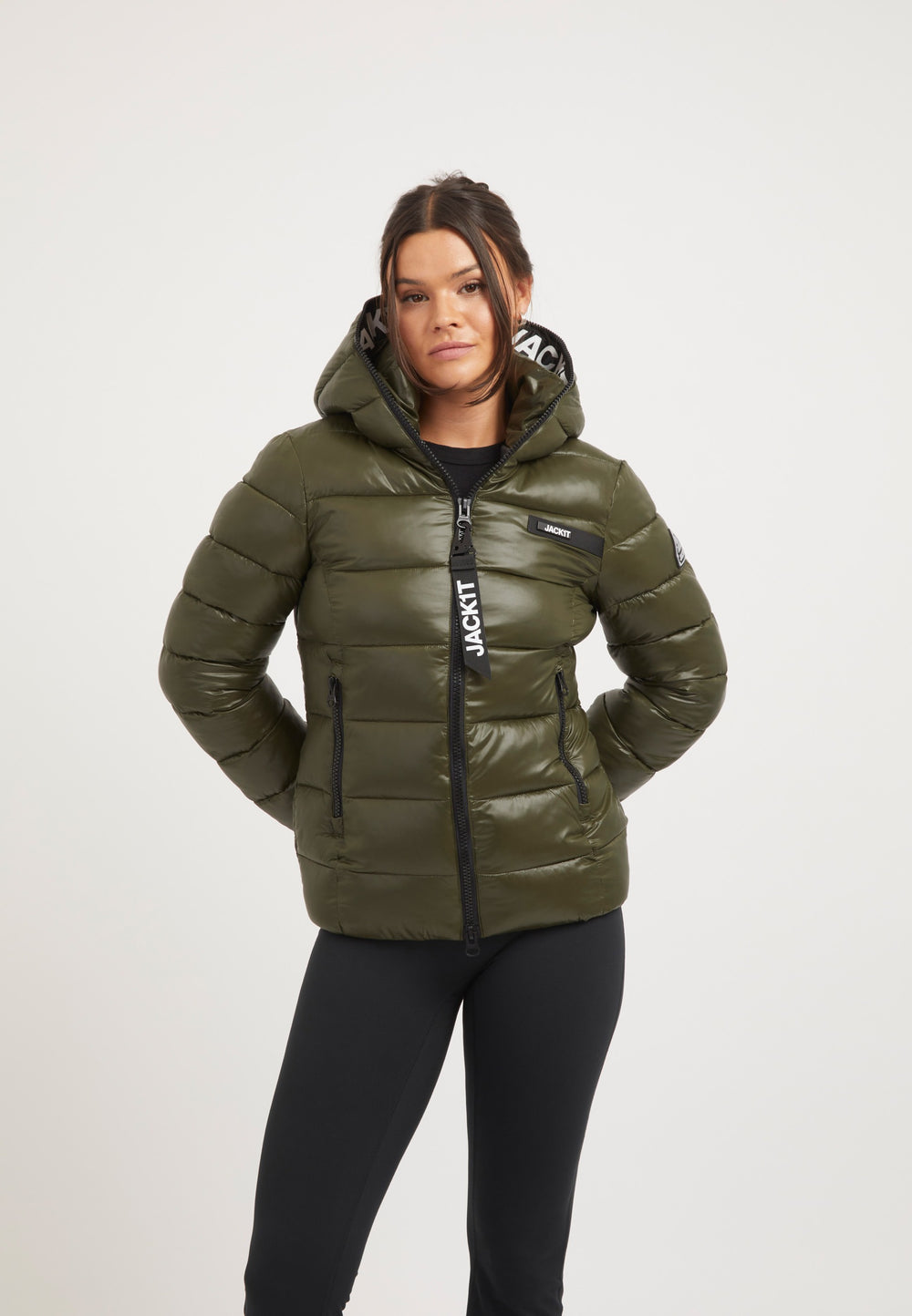 R3D Slick Racer Jacket Olive on model front view by JACK1T