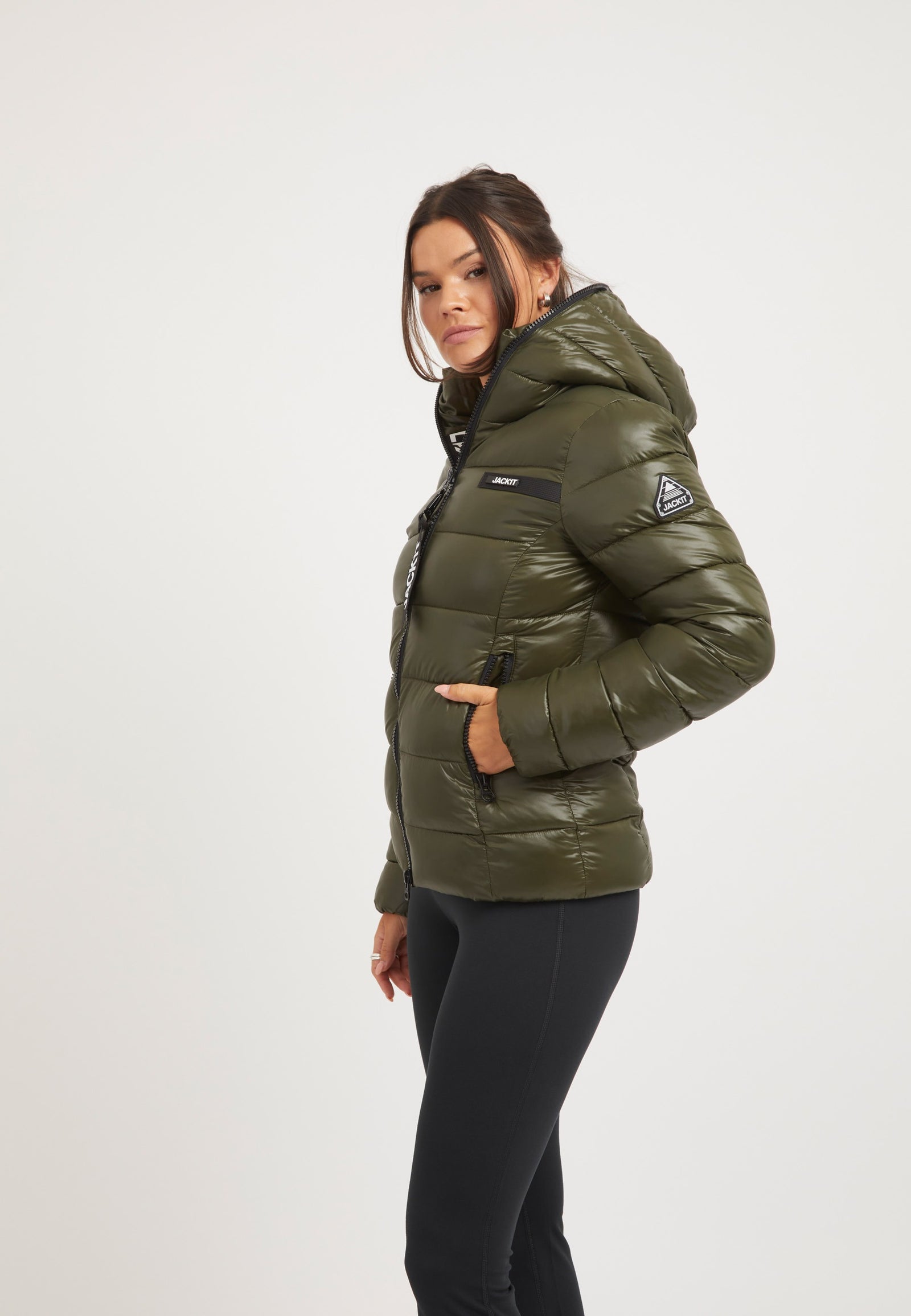 R3D Slick Racer Jacket Olive on model back view by JACK1T