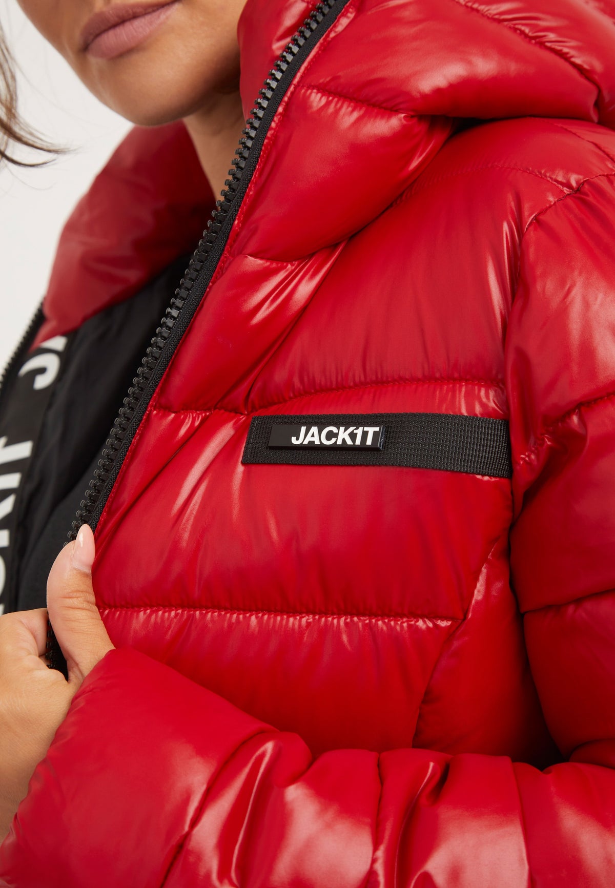 R3D Slick Racer Jacket Cherry Red detail shot by JACK1T