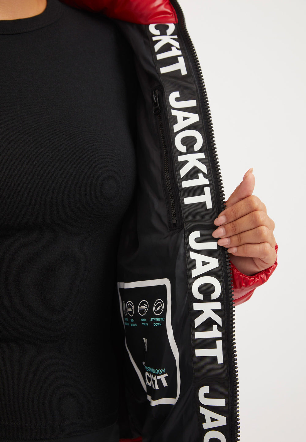 R3D Slick Racer Jacket Cherry Red detail shot by JACK1T