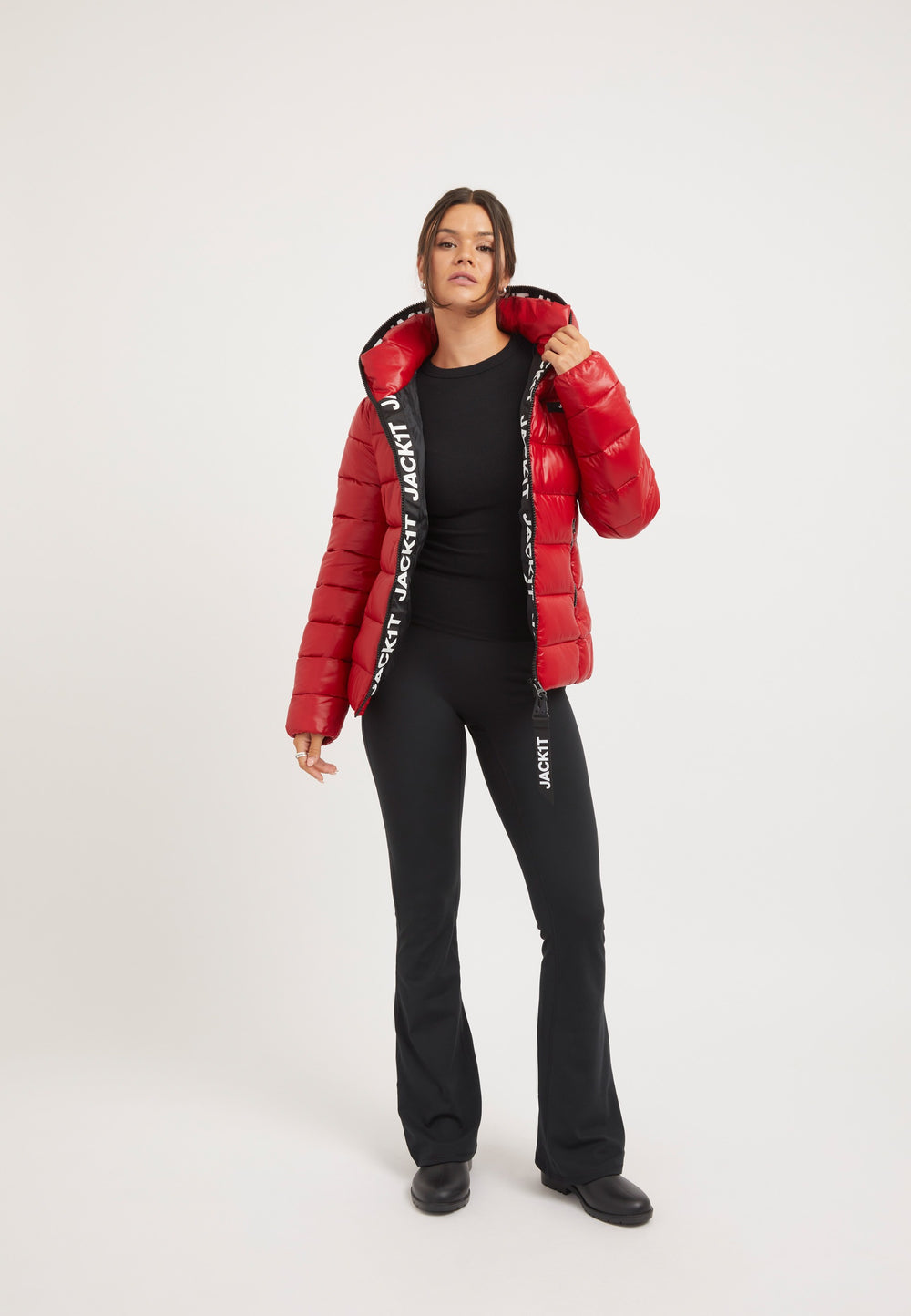 R3D Slick Racer Jacket Cherry Red on model detail by JACK1T