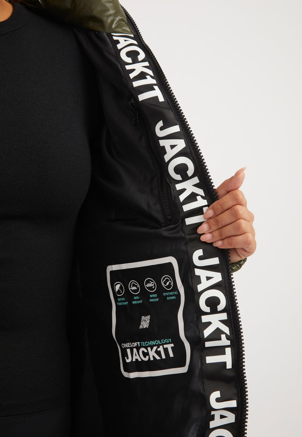 R3D Slick Coat Olive detail shot by JACK1T