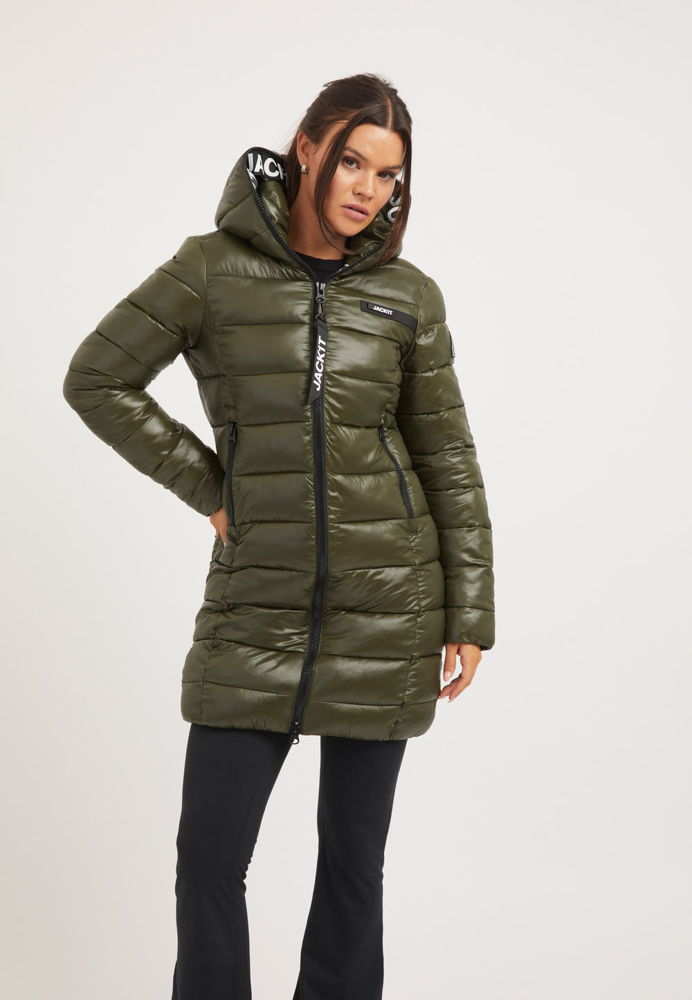 R3D Slick Coat Olive on model front view by JACK1T