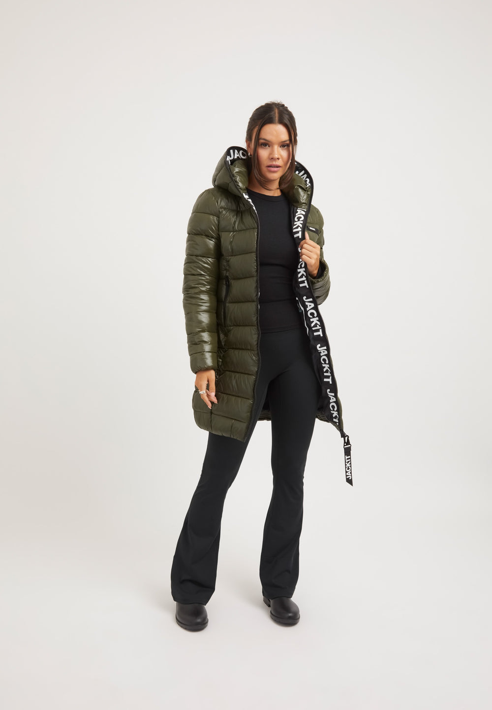 R3D Slick Coat Olive on model detail by JACK1T