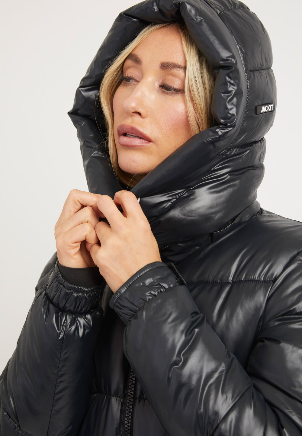 EZ Racer Slick Hood Jacket Black/Pink detail shot by JACK1T