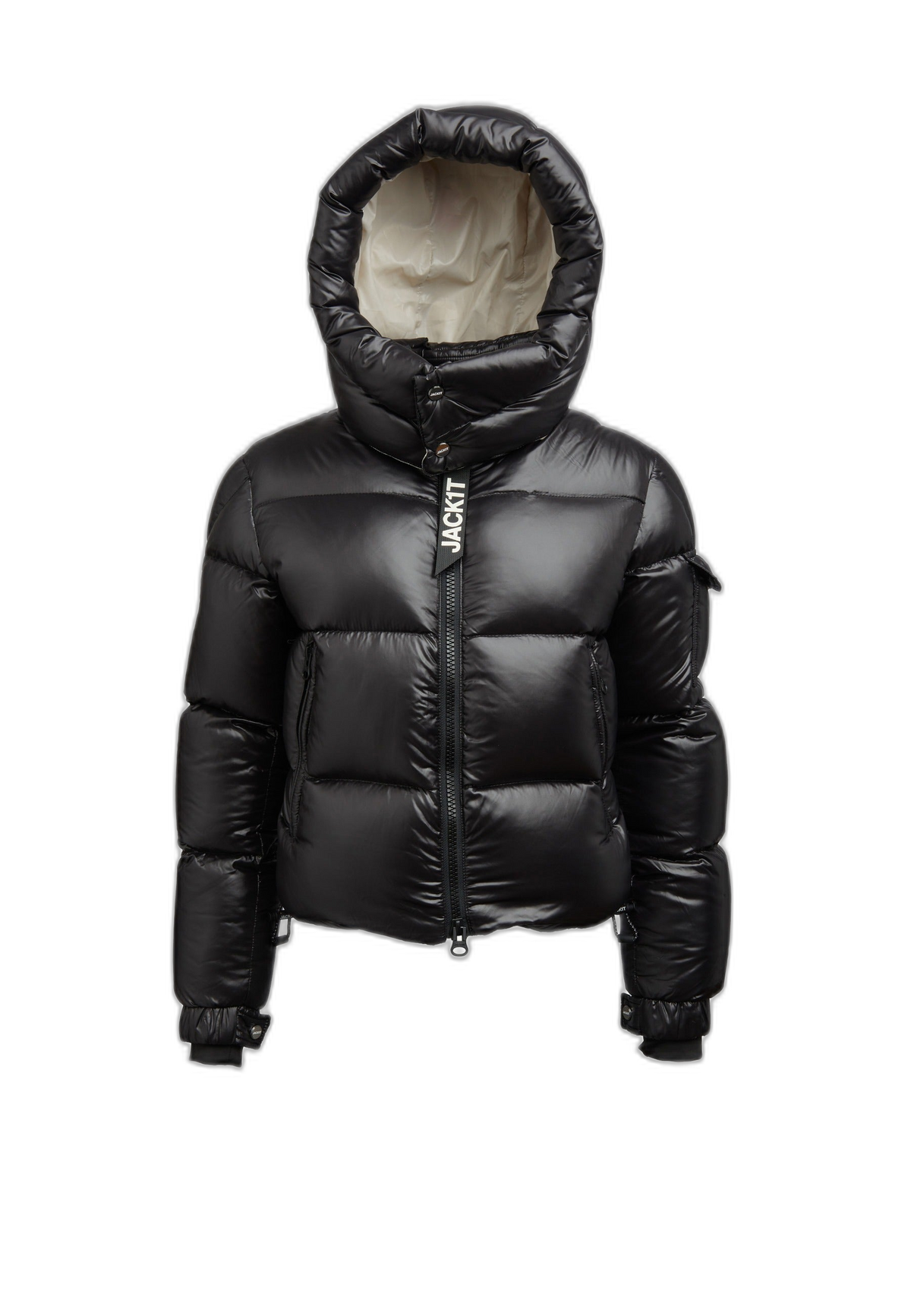 EZ Racer Slick Hood Jacket Black Pink flat lay cutout