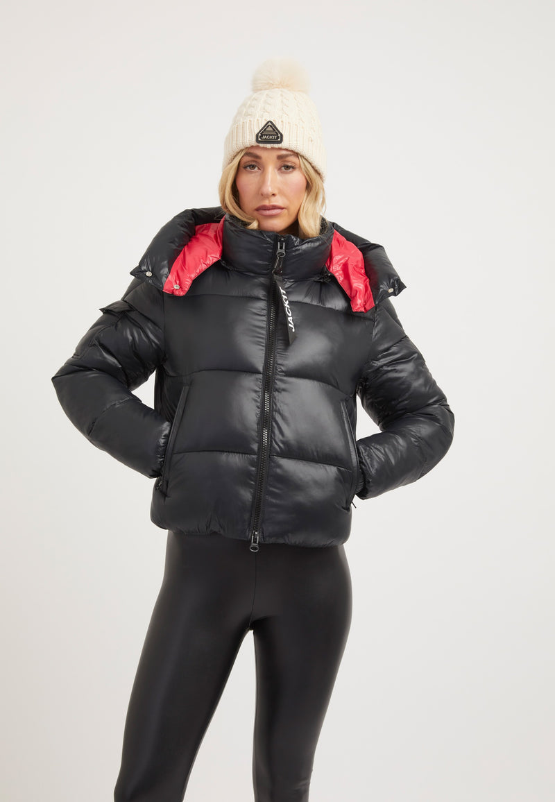 EZ Racer Slick Hood Jacket Black/Stone on model front view by JACK1T
