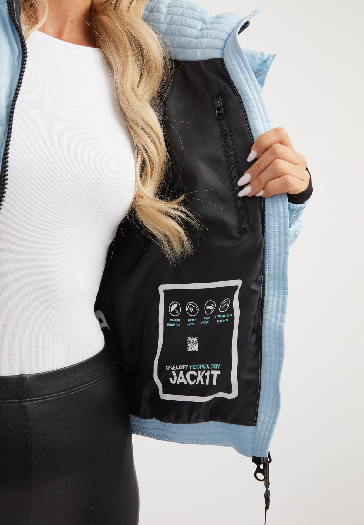 EZ Racer Slick Hood Jacket Powder Blue detail shot by JACK1T