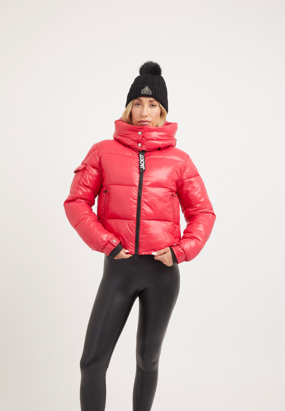 EZ Racer Slick Hood Jacket Pink on model front view by JACK1T
