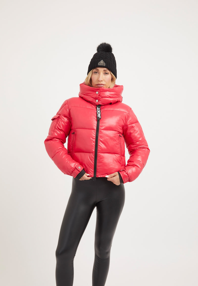 EZ Racer Slick Hood Jacket Pink on model front view by JACK1T