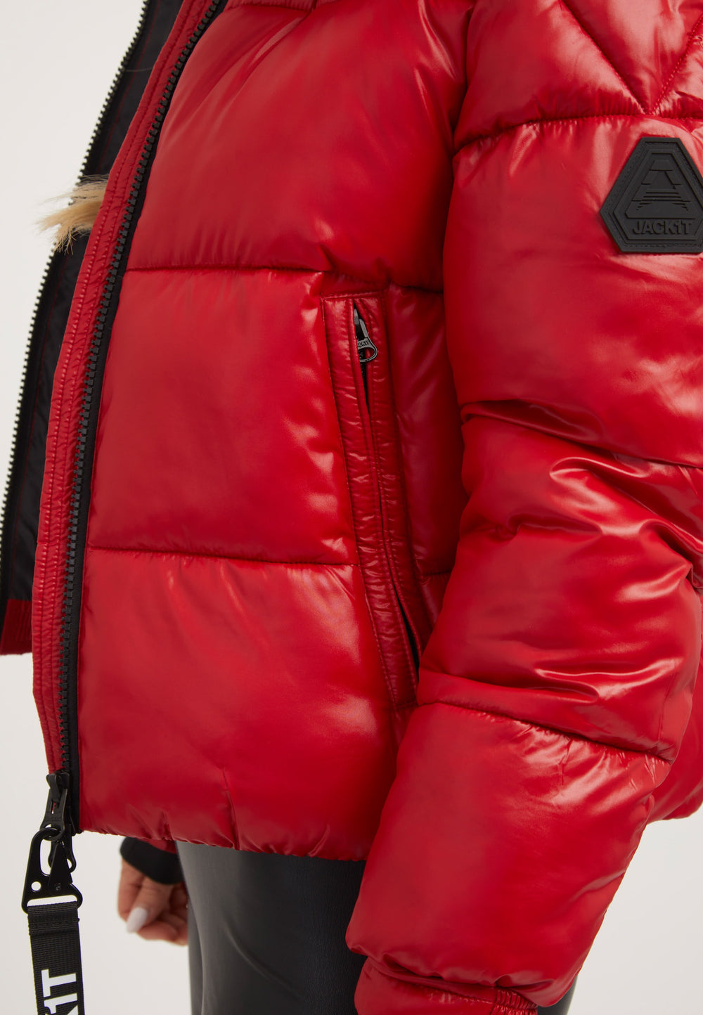 EZ Racer Slick Hood Jacket Cherry Red detail shot by JACK1T