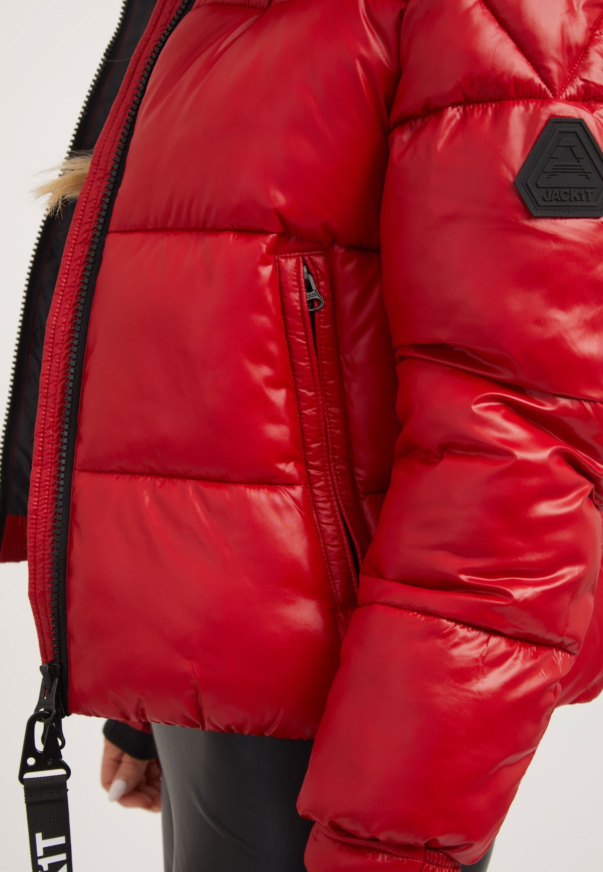 EZ Racer Slick Hood Jacket Cherry Red detail shot by JACK1T