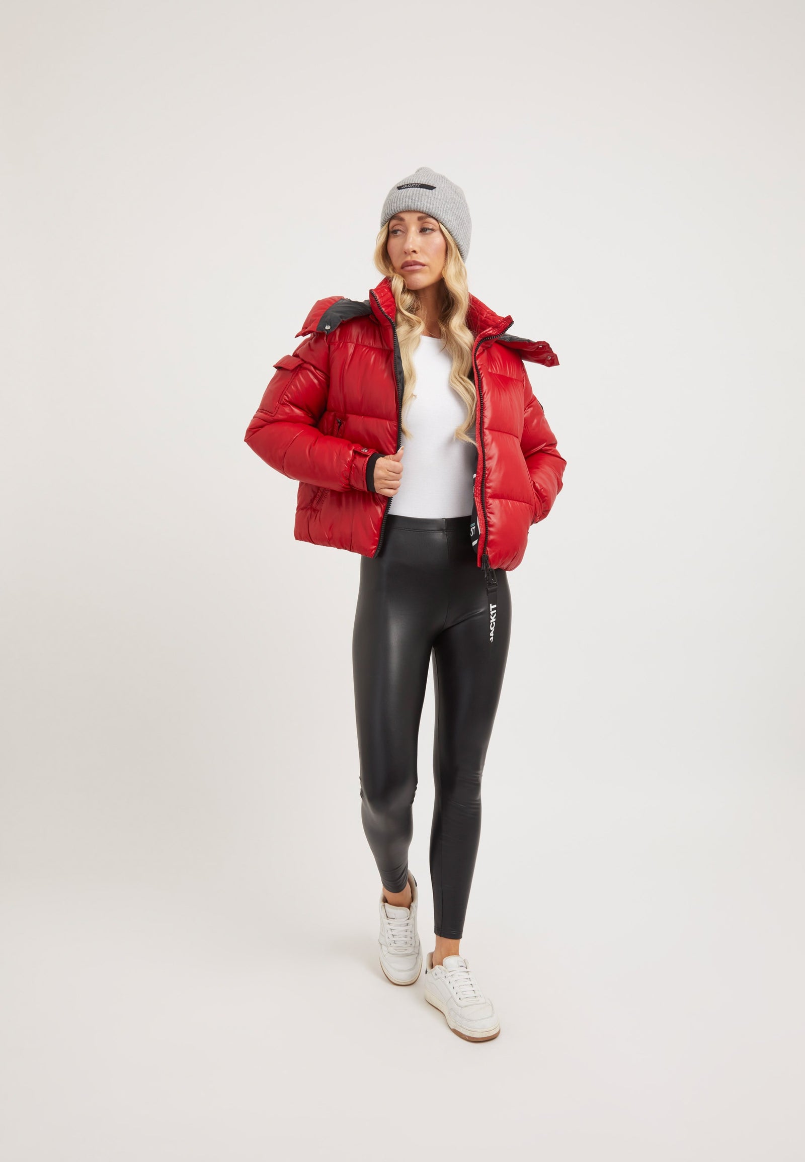 EZ Racer Slick Hood Jacket Cherry Red on model detail by JACK1T