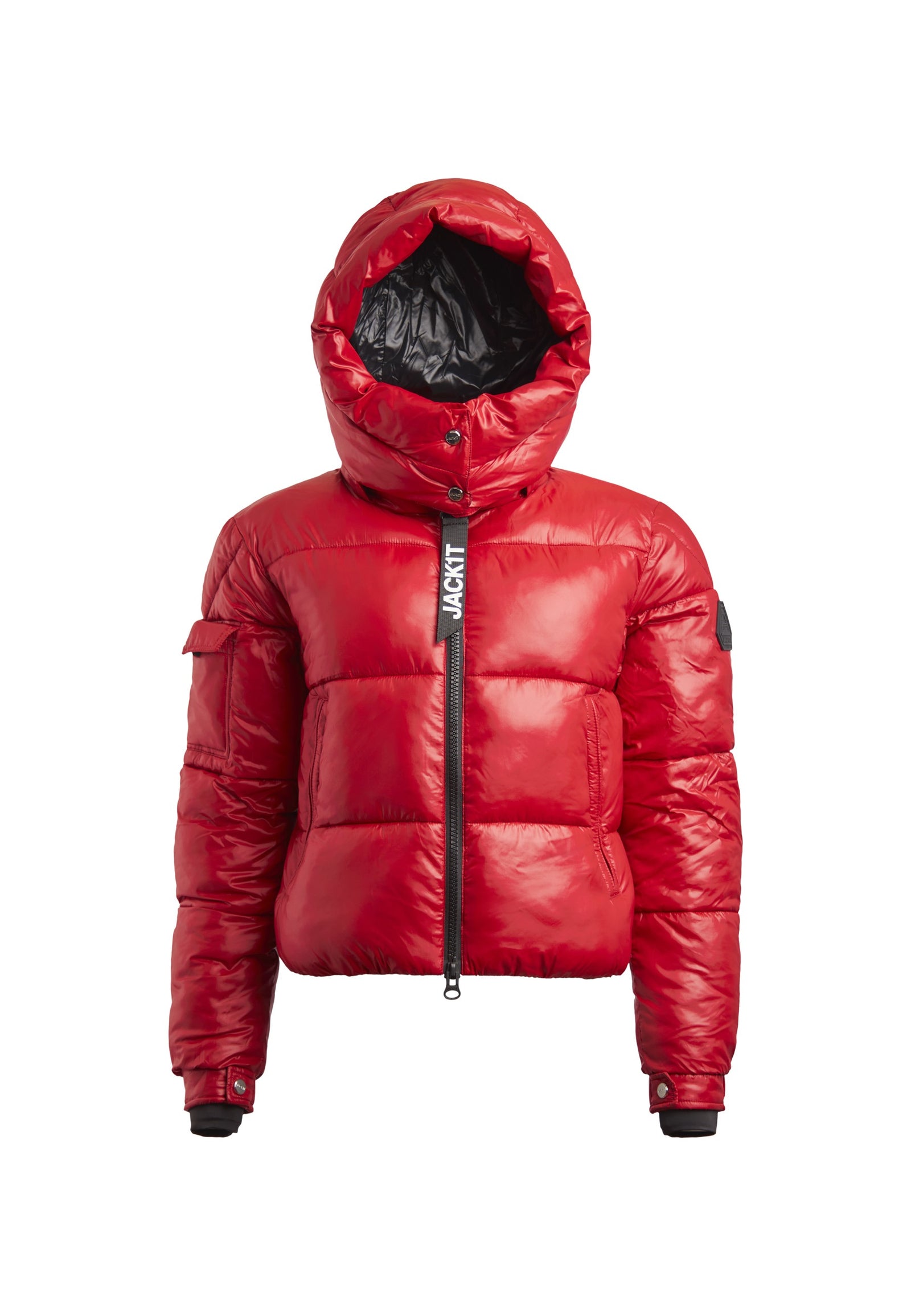 EZ Racer Slick Hood Jacket Cherry Red flat lay swatch