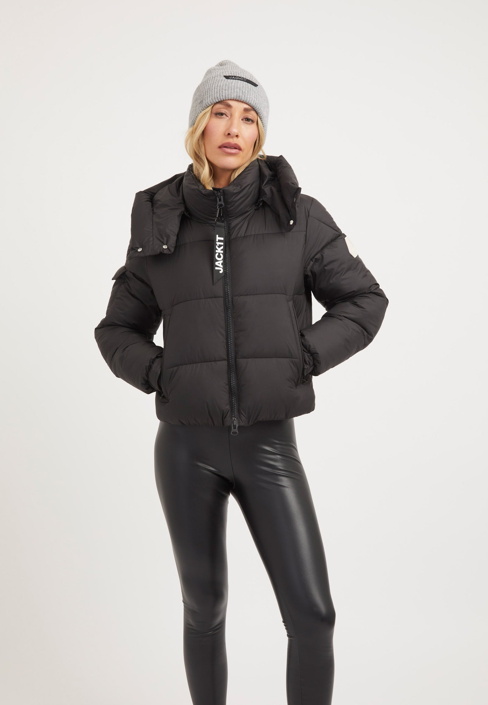 EZ Racer Hood Jacket Matt Black on model front view by JACK1T