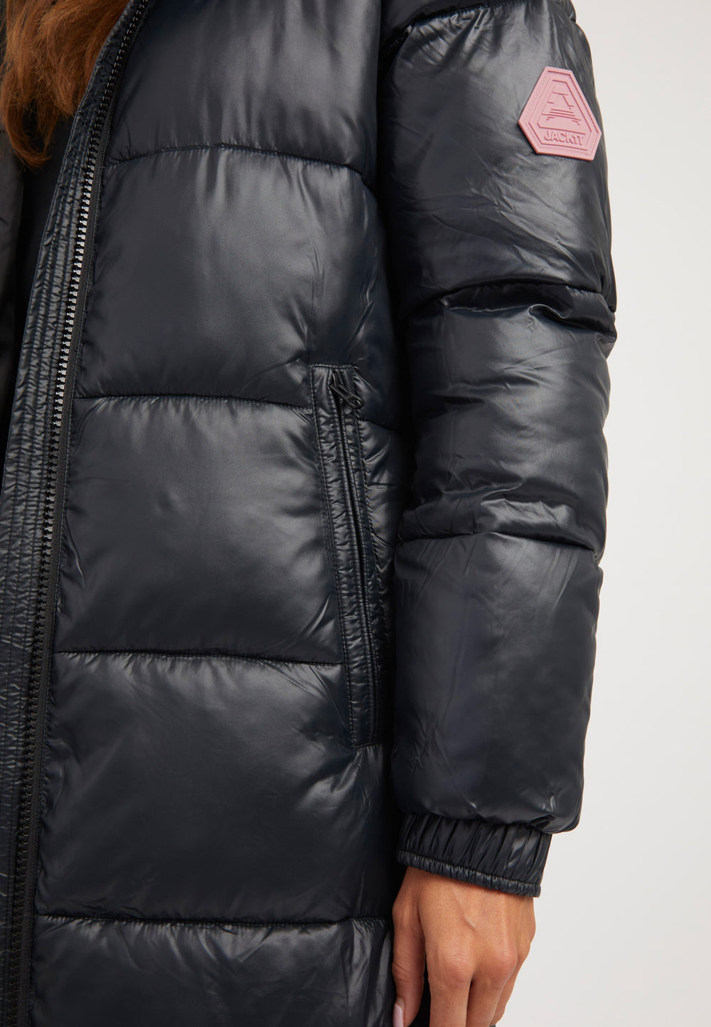 EZ Slick Ultra Long Coat Black/Pink detail shot by JACK1T
