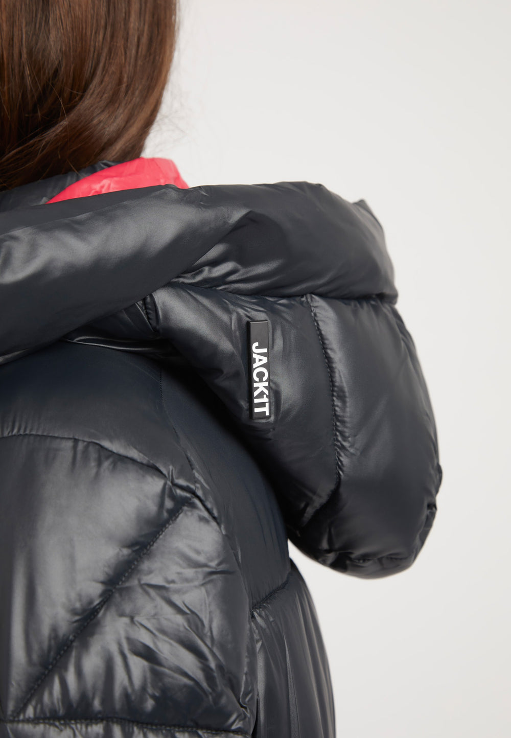 EZ Slick Ultra Long Coat Black/Pink detail shot by JACK1T