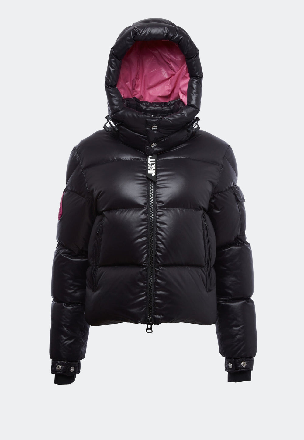 EZ Slick Ultra Long Coat Black/Pink flat lay swatch