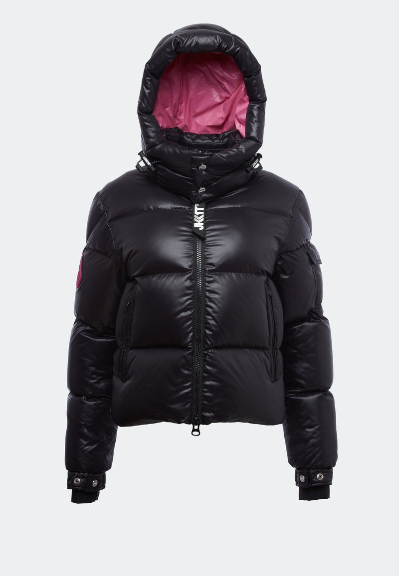 EZ Slick Ultra Long Coat Black/Pink flat lay swatch