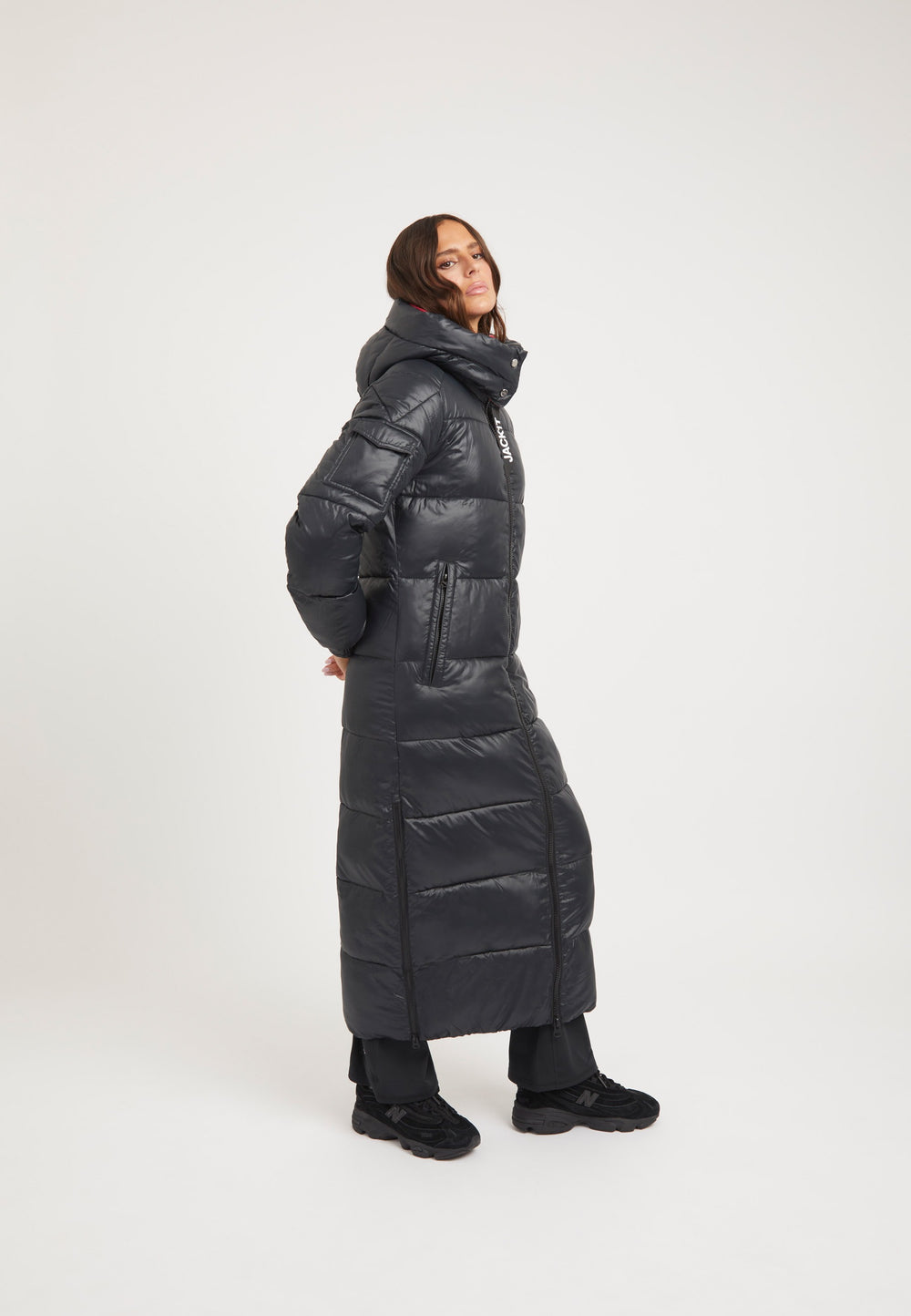 EZ Slick Ultra Long Coat Black/Pink styled shot by JACK1T