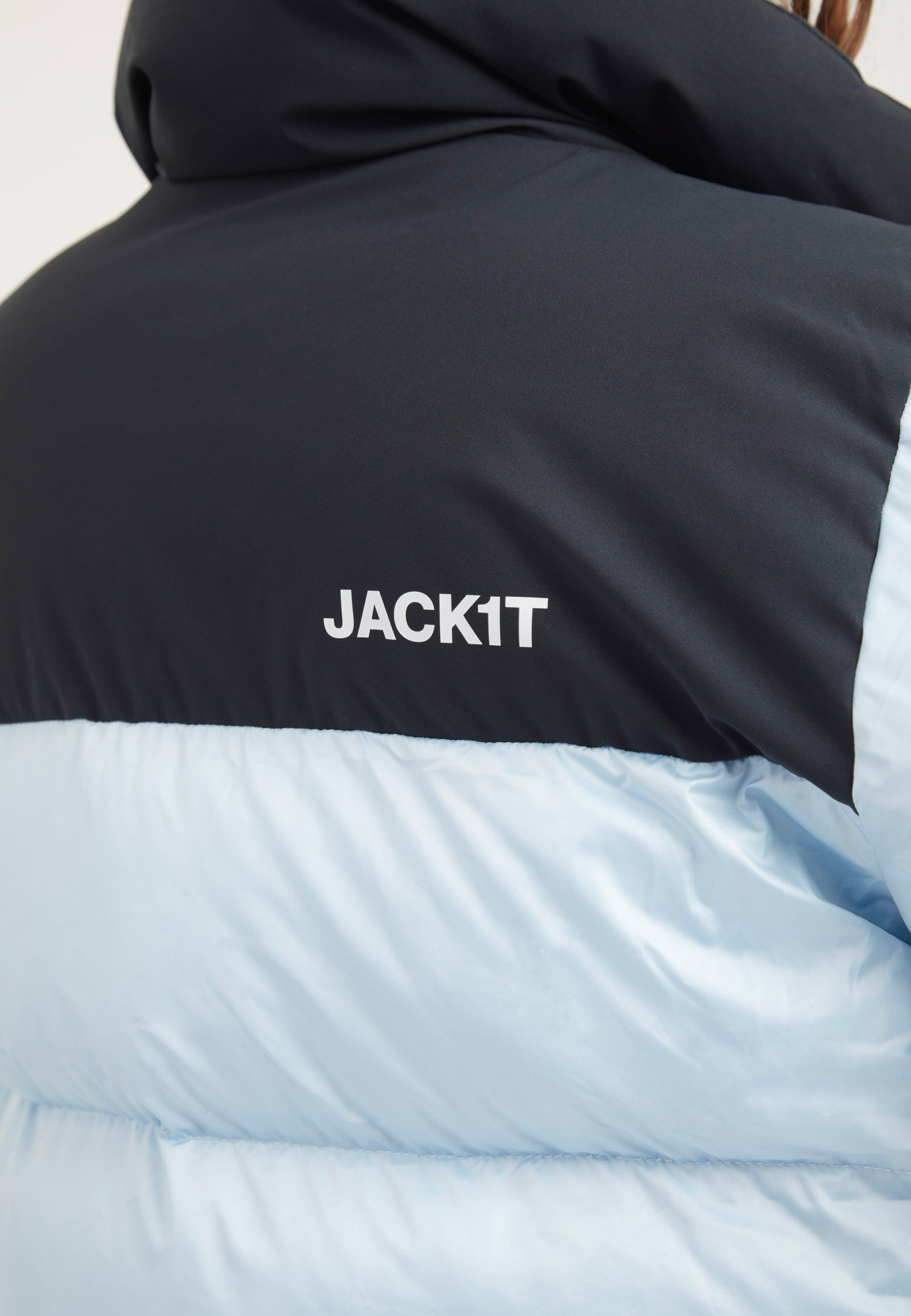 Diamond Funnel Jacket Powder Blue/Black detail shot by JACK1T