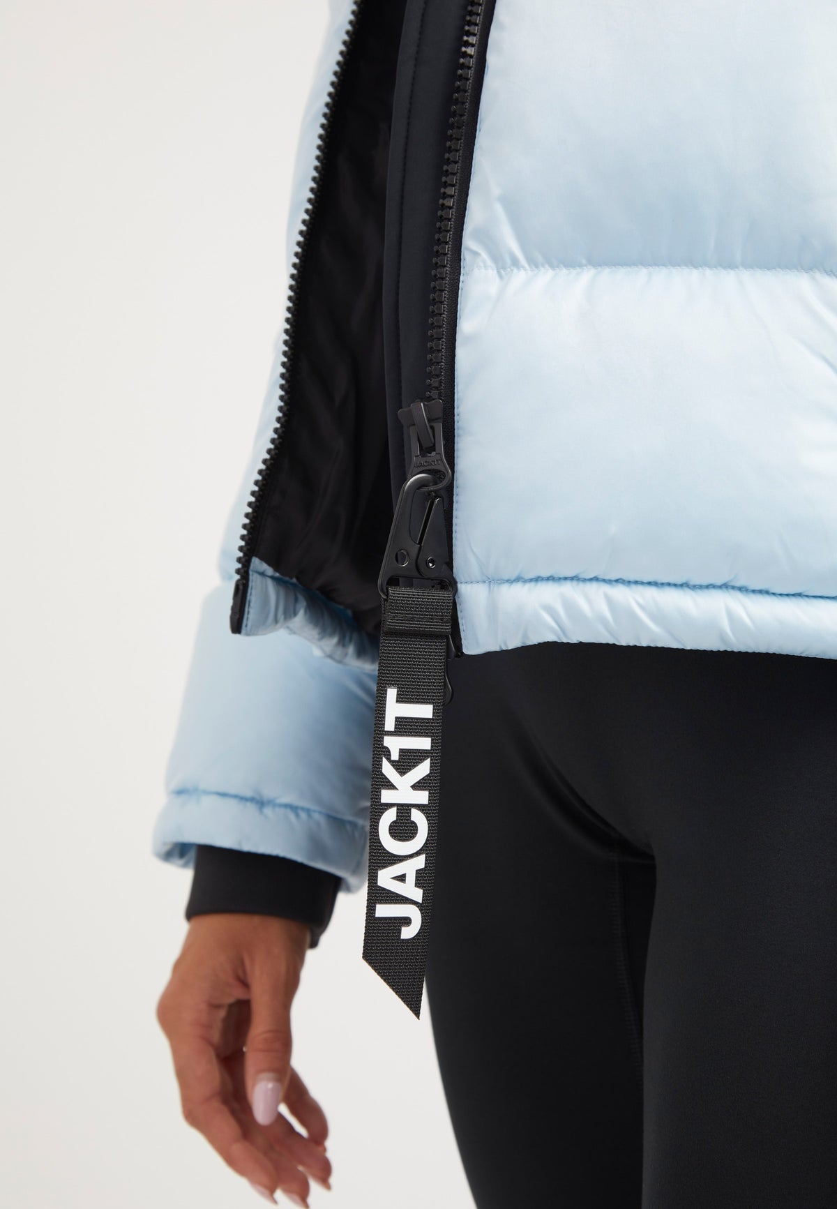 Diamond Funnel Jacket Powder Blue/Black detail shot by JACK1T