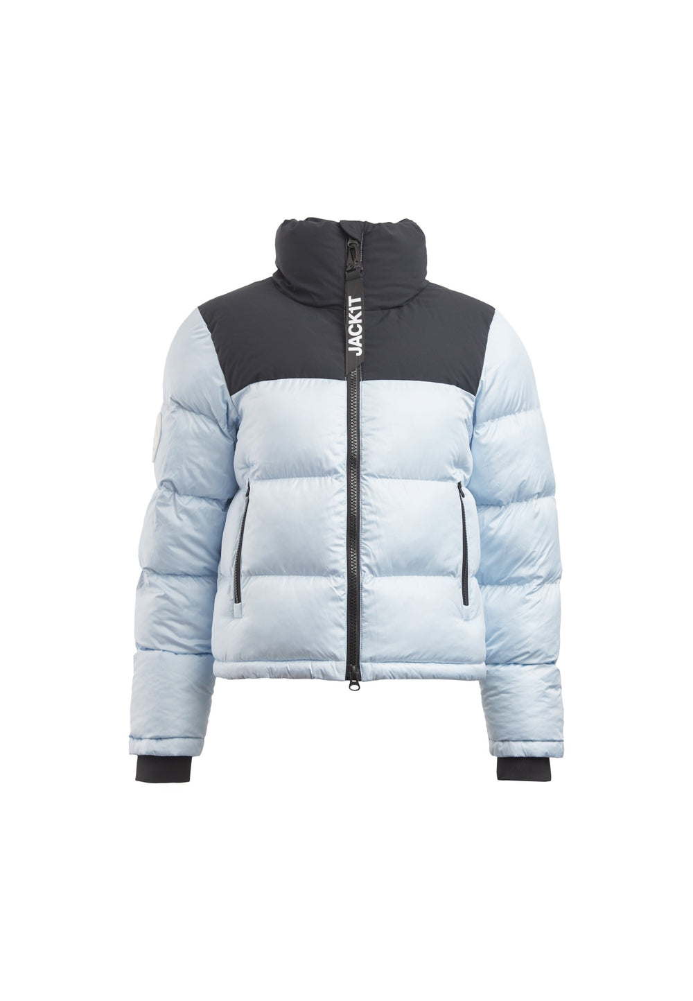 Diamond Funnel Jacket Powder Blue/Black flat lay swatch